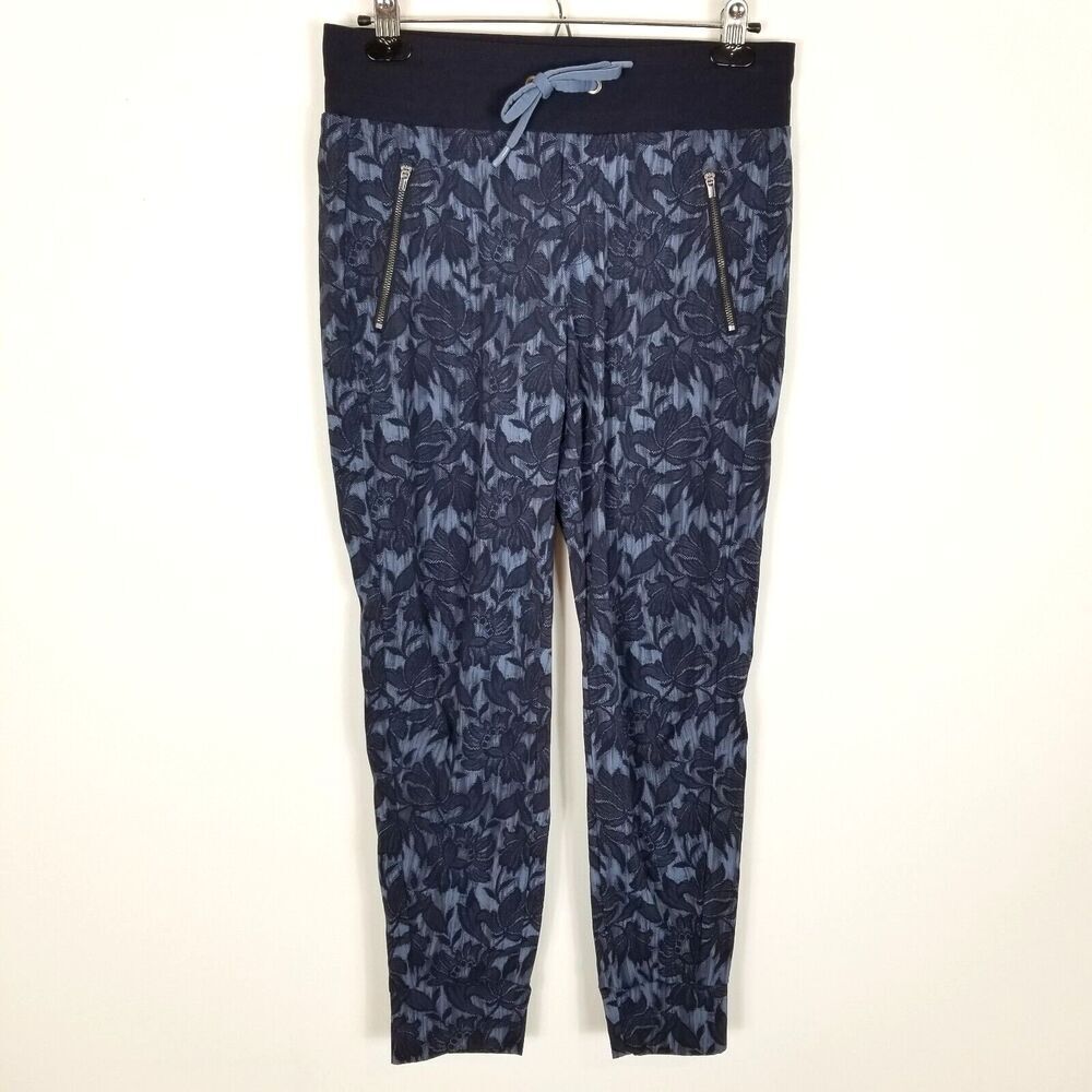 Athleta Women Trekkie North Jogger Sz 6 Ethereal Floral Pants Zip Pockets Blue